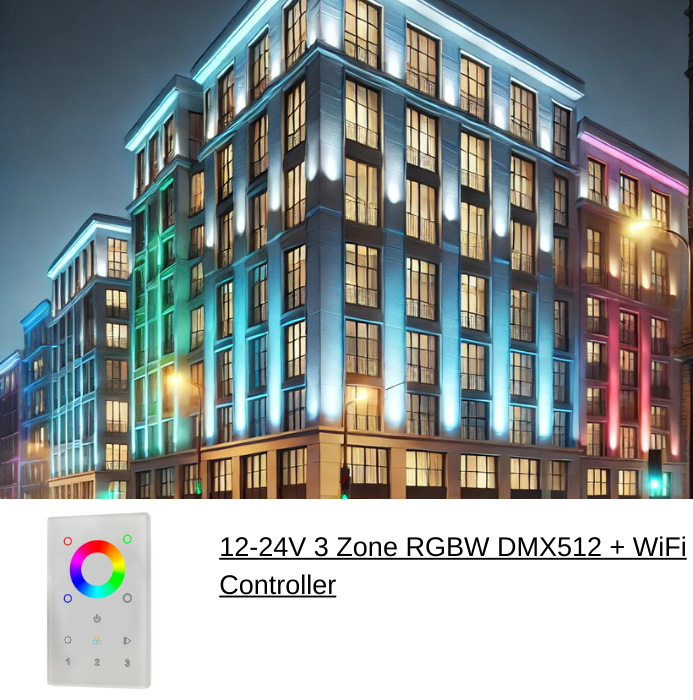 12-24V 3 Zone RGBW DMX512 + WiFi Controller