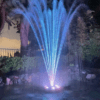 Outdoor Floating Fountain with RGB LED Lights in a Pond